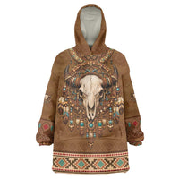 Bison Native American Wearable Blanket Hoodie Tribal Feather Dreamcatcher Boho Style