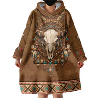 Bison Native American Wearable Blanket Hoodie Tribal Feather Dreamcatcher Boho Style