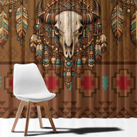 Bison Native American Window Curtain Tribal Feather Dreamcatcher Boho Style
