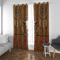 Bison Native American Window Curtain Tribal Feather Dreamcatcher Boho Style