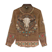 Bison Native American Women Casual Shirt Tribal Feather Dreamcatcher Boho Style