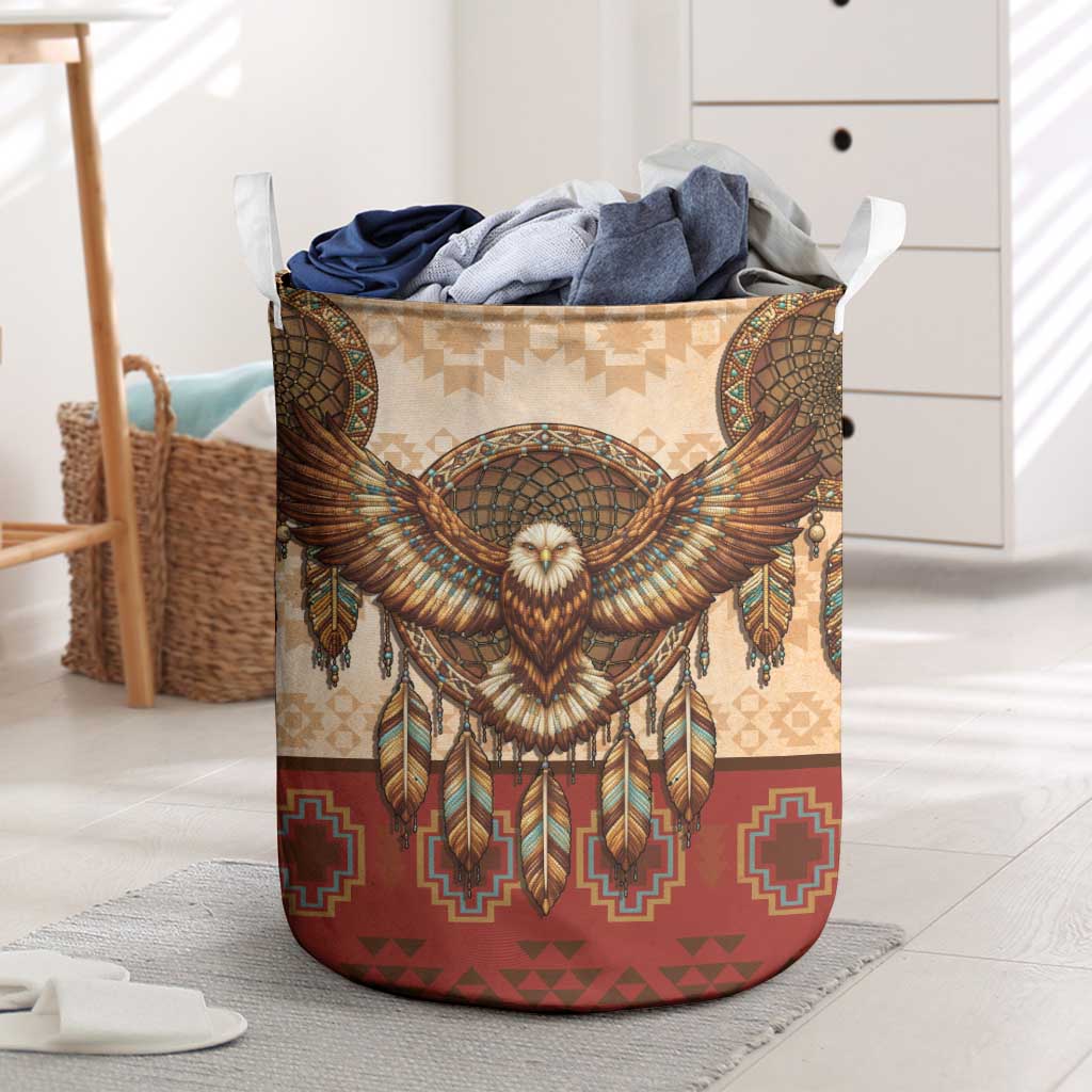 Eagle Native American Laundry Basket Tribal Feather Dreamcatcher Boho Style