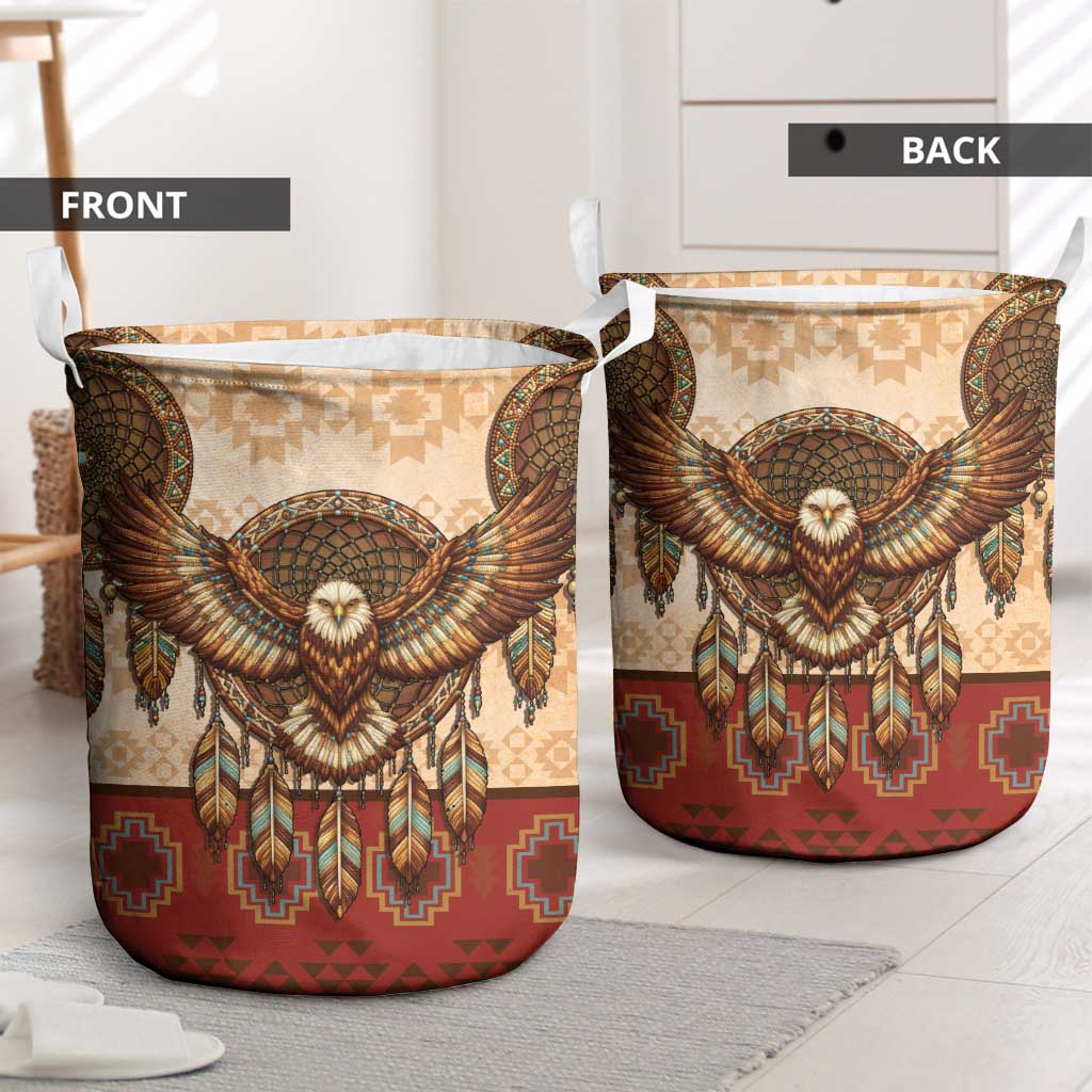 Eagle Native American Laundry Basket Tribal Feather Dreamcatcher Boho Style