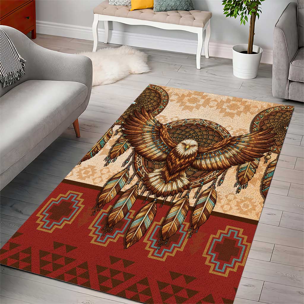 Eagle Native American Area Rug Tribal Feather Dreamcatcher Boho Style