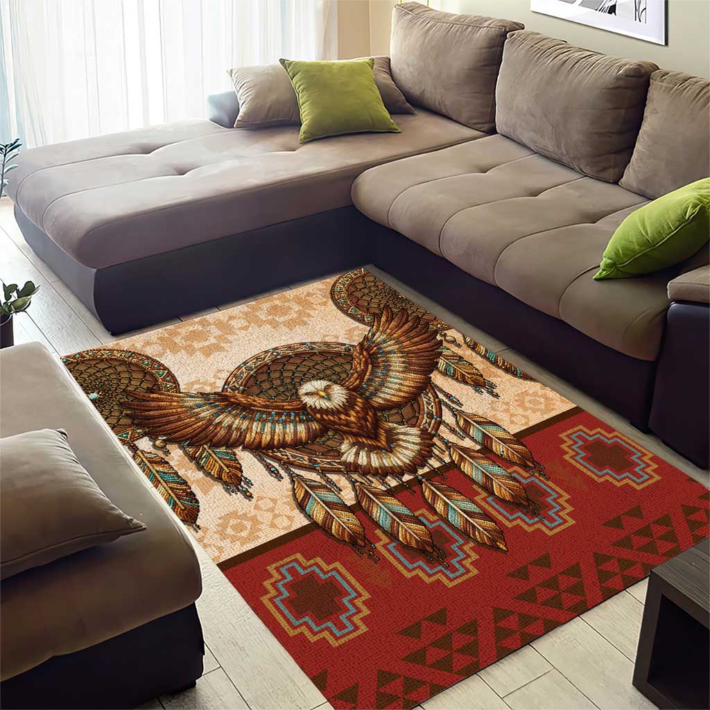 Eagle Native American Area Rug Tribal Feather Dreamcatcher Boho Style