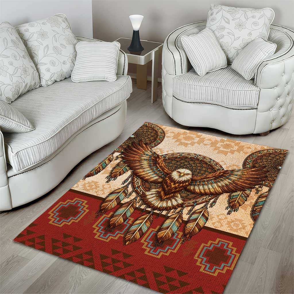 Eagle Native American Area Rug Tribal Feather Dreamcatcher Boho Style