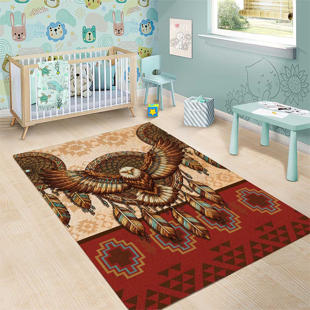 Eagle Native American Area Rug Tribal Feather Dreamcatcher Boho Style