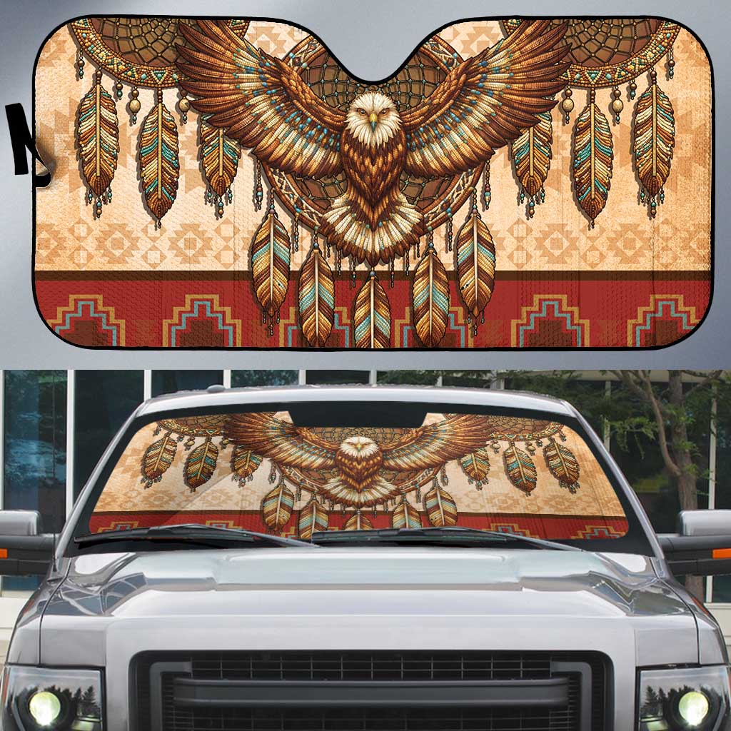 Eagle Native American Auto Sun Shade Tribal Feather Dreamcatcher Boho Style