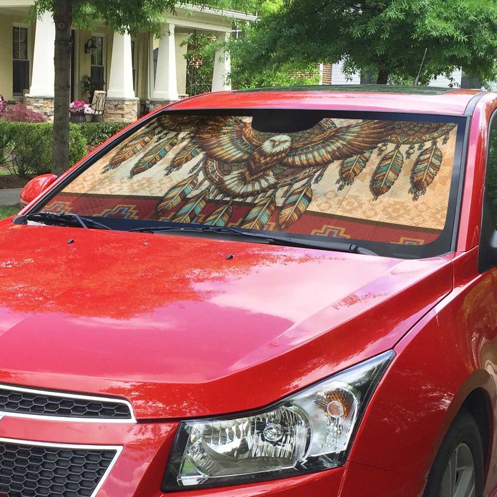 Eagle Native American Auto Sun Shade Tribal Feather Dreamcatcher Boho Style