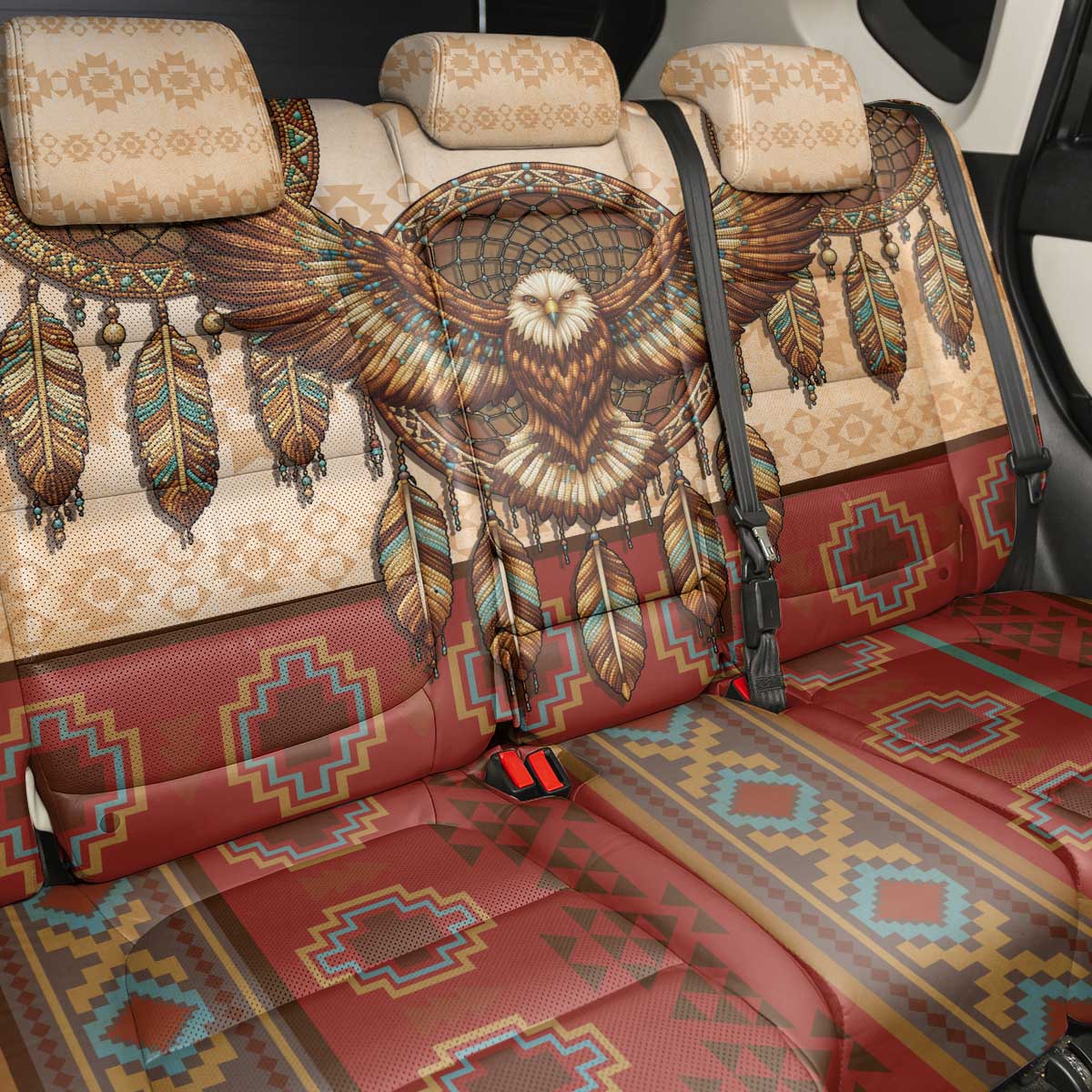 Eagle Native American Back Car Seat Cover Tribal Feather Dreamcatcher Boho Style