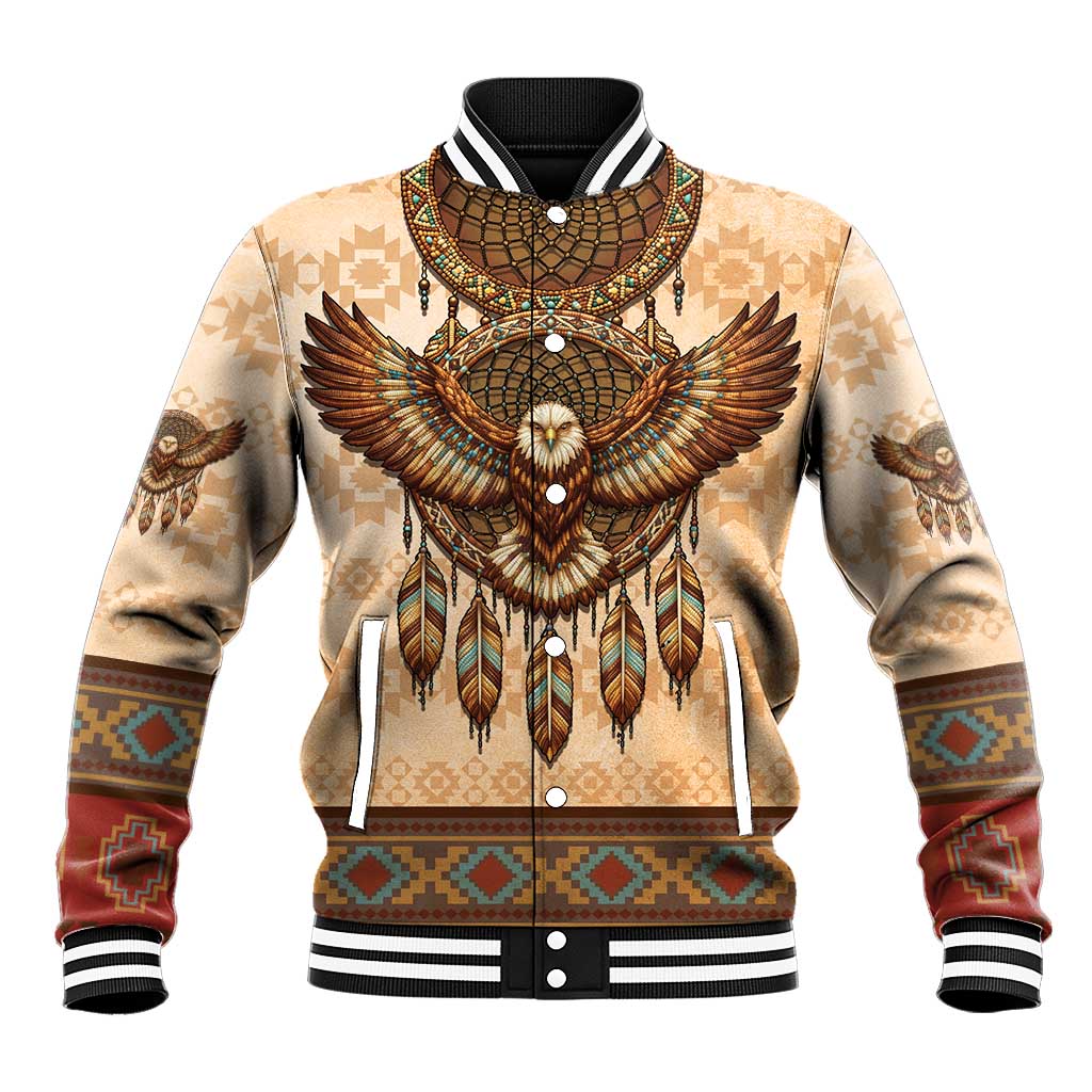 Eagle Native American Baseball Jacket Tribal Feather Dreamcatcher Boho Style