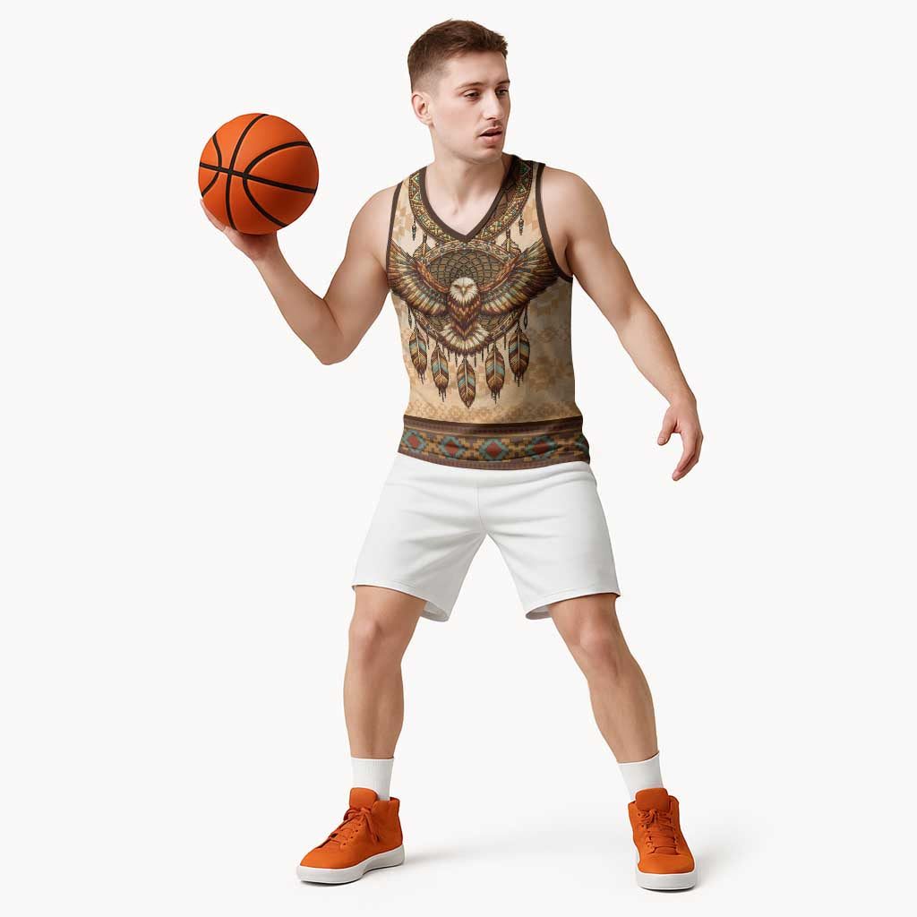 Eagle Native American Basketball Jersey Tribal Feather Dreamcatcher Boho Style