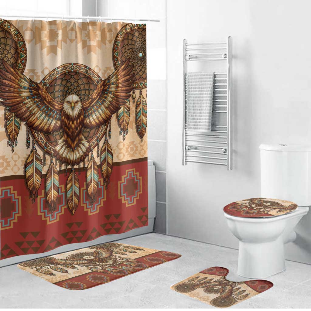 Eagle Native American Bathroom Set Tribal Feather Dreamcatcher Boho Style