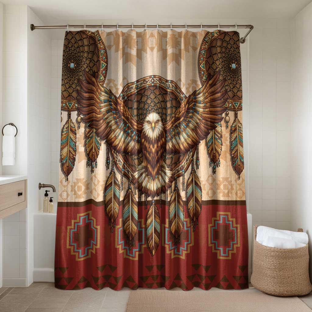 Eagle Native American Bathroom Set Tribal Feather Dreamcatcher Boho Style