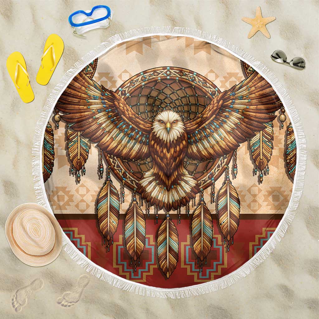 Eagle Native American Beach Blanket Tribal Feather Dreamcatcher Boho Style