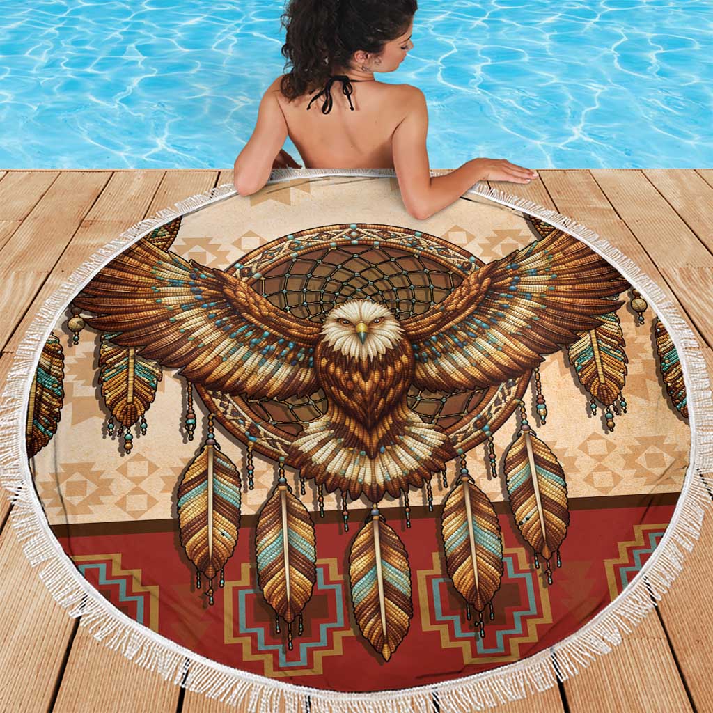 Eagle Native American Beach Blanket Tribal Feather Dreamcatcher Boho Style