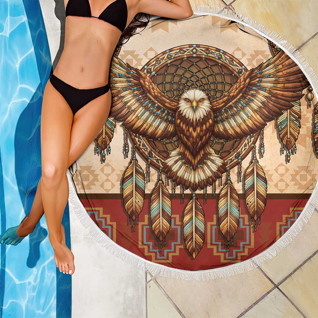 Eagle Native American Beach Blanket Tribal Feather Dreamcatcher Boho Style