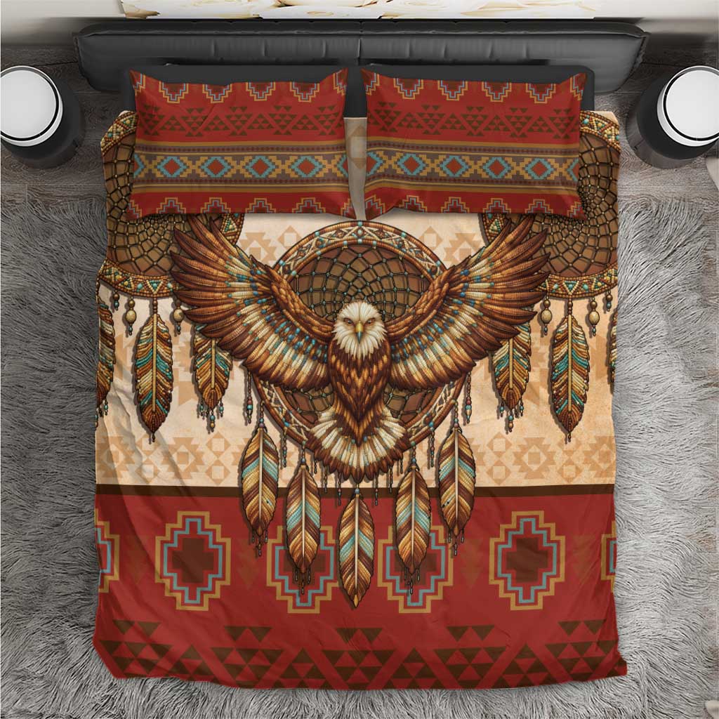 Eagle Native American Bedding Set Tribal Feather Dreamcatcher Boho Style