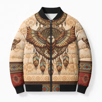 Eagle Native American Bomber Puffer Jacket Tribal Feather Dreamcatcher Boho Style