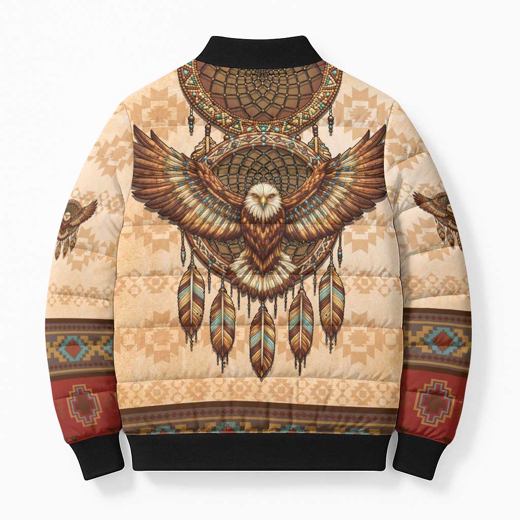 Eagle Native American Bomber Puffer Jacket Tribal Feather Dreamcatcher Boho Style