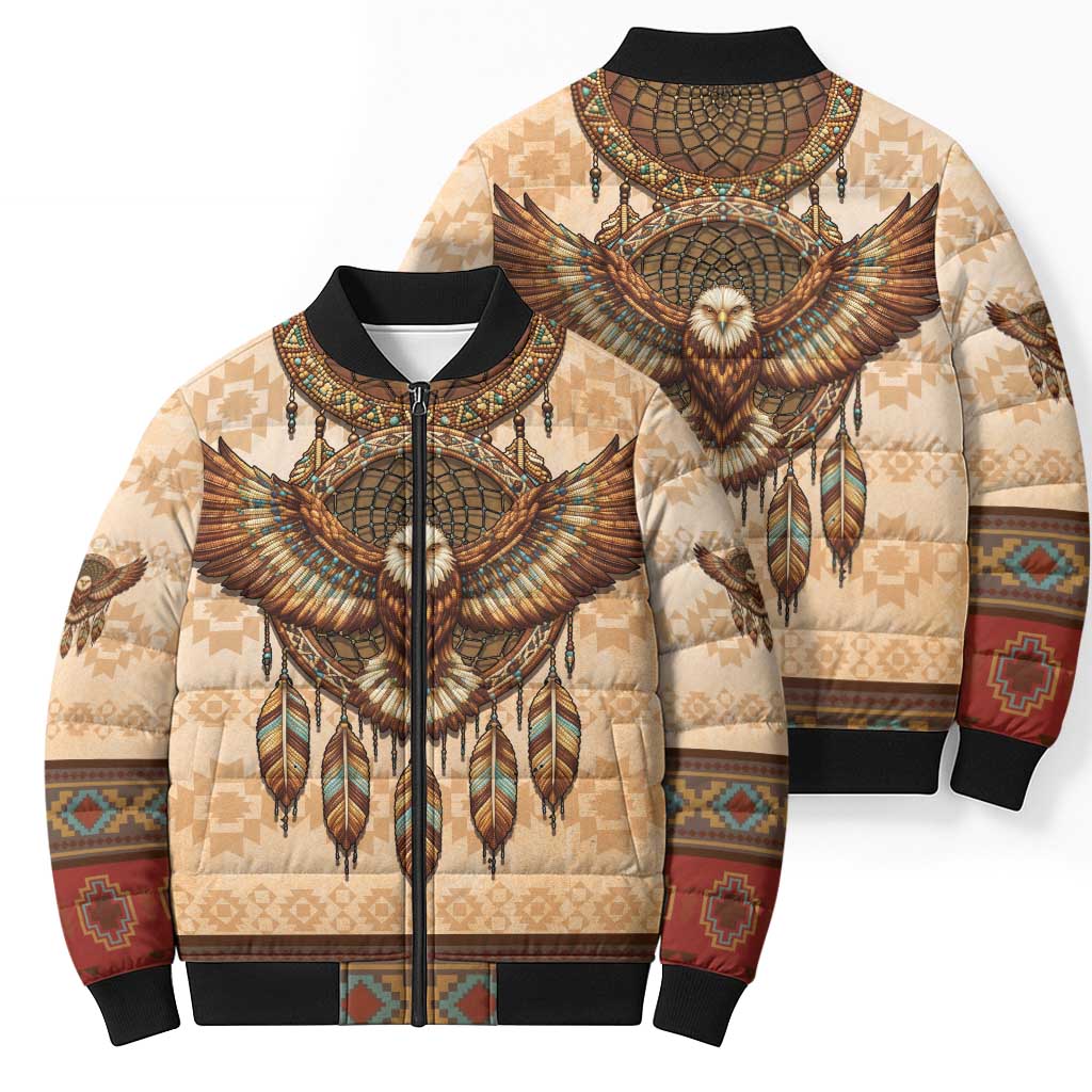 Eagle Native American Bomber Puffer Jacket Tribal Feather Dreamcatcher Boho Style