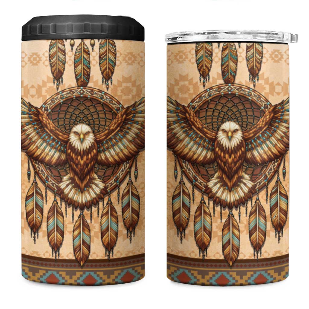 Eagle Native American 4 in 1 Can Cooler Tumbler Tribal Feather Dreamcatcher Boho Style