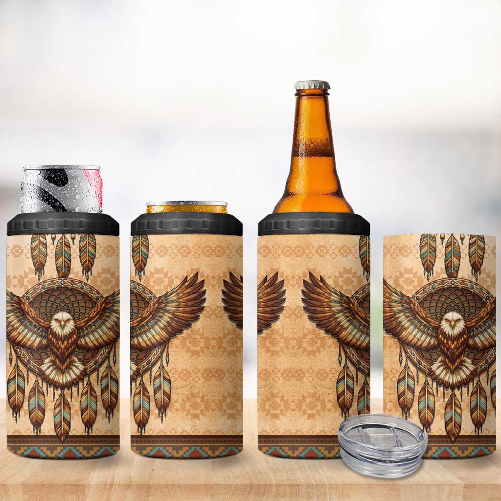 Eagle Native American 4 in 1 Can Cooler Tumbler Tribal Feather Dreamcatcher Boho Style