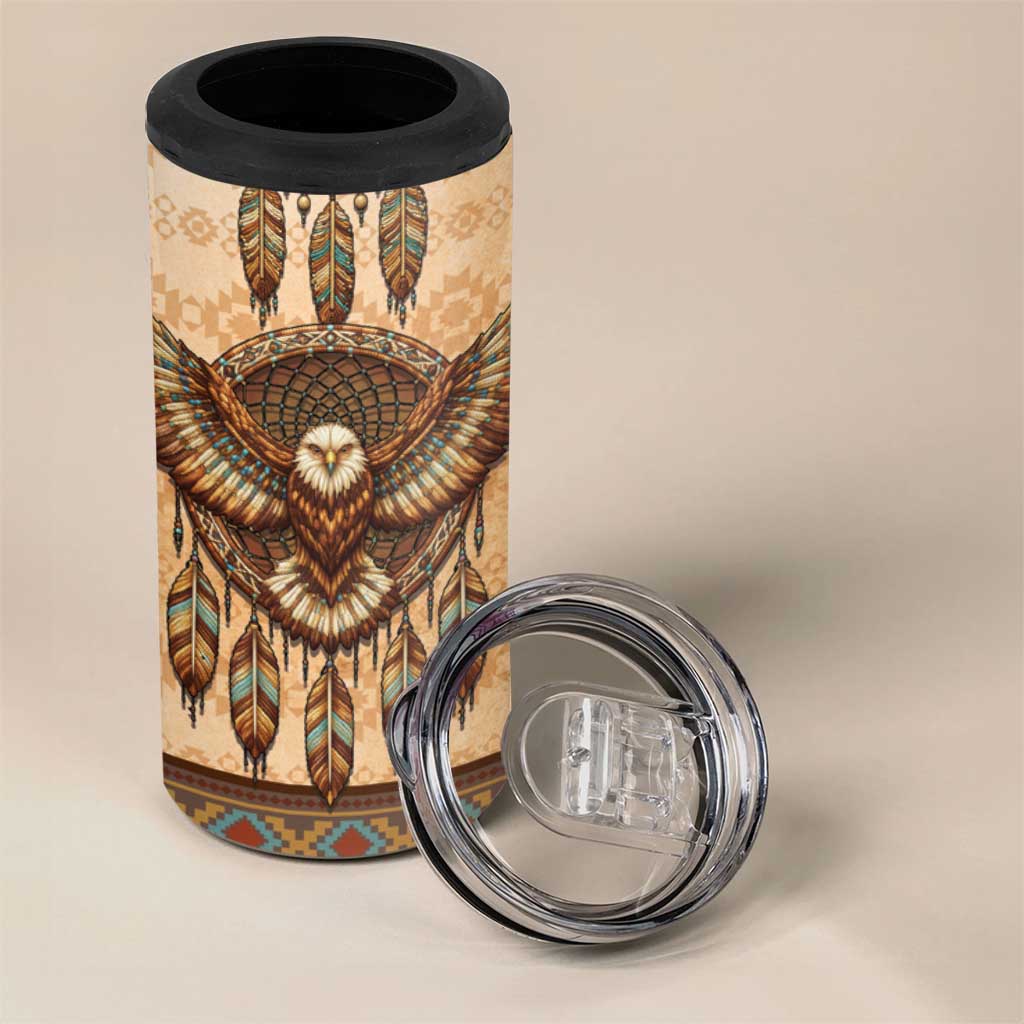 Eagle Native American 4 in 1 Can Cooler Tumbler Tribal Feather Dreamcatcher Boho Style