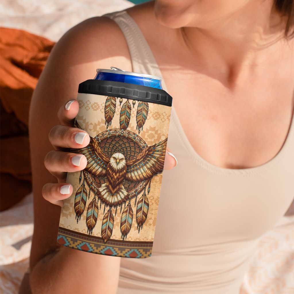 Eagle Native American 4 in 1 Can Cooler Tumbler Tribal Feather Dreamcatcher Boho Style