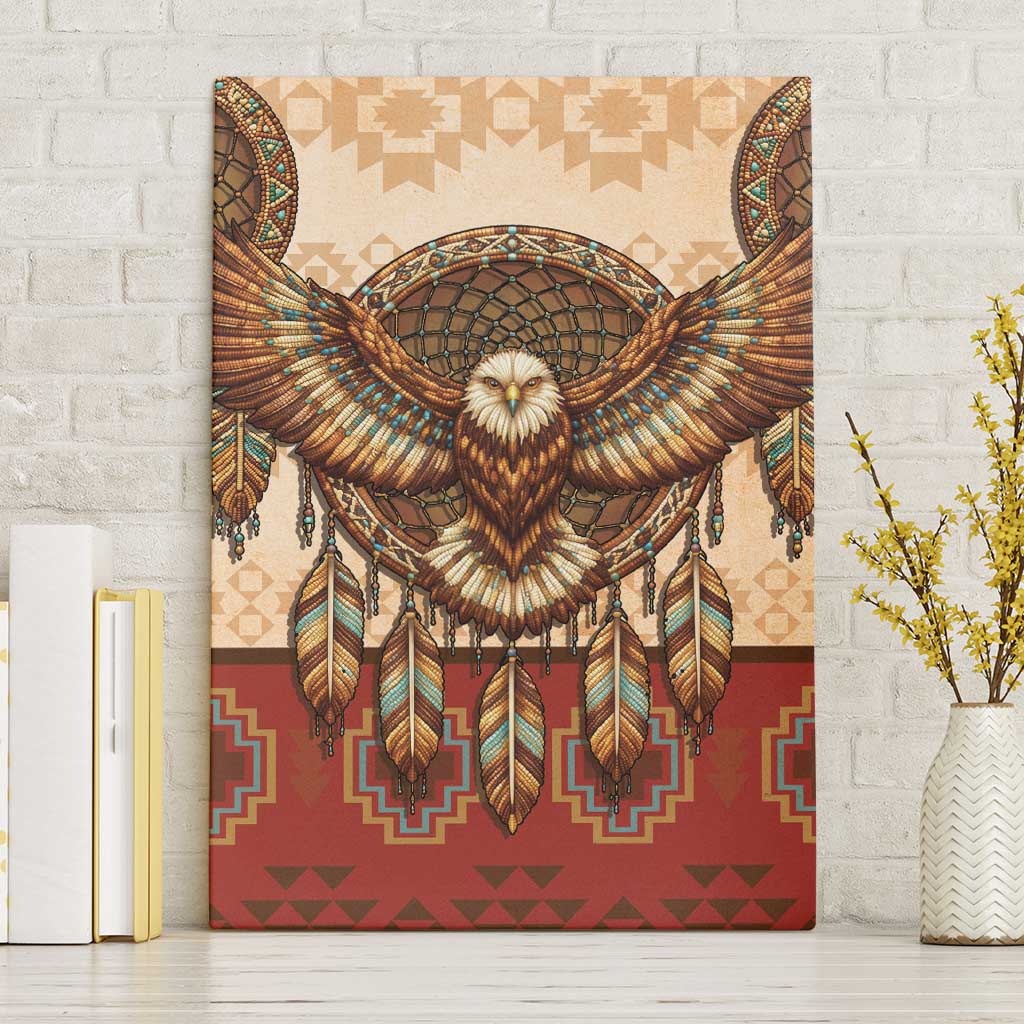 Eagle Native American Canvas Wall Art Tribal Feather Dreamcatcher Boho Style
