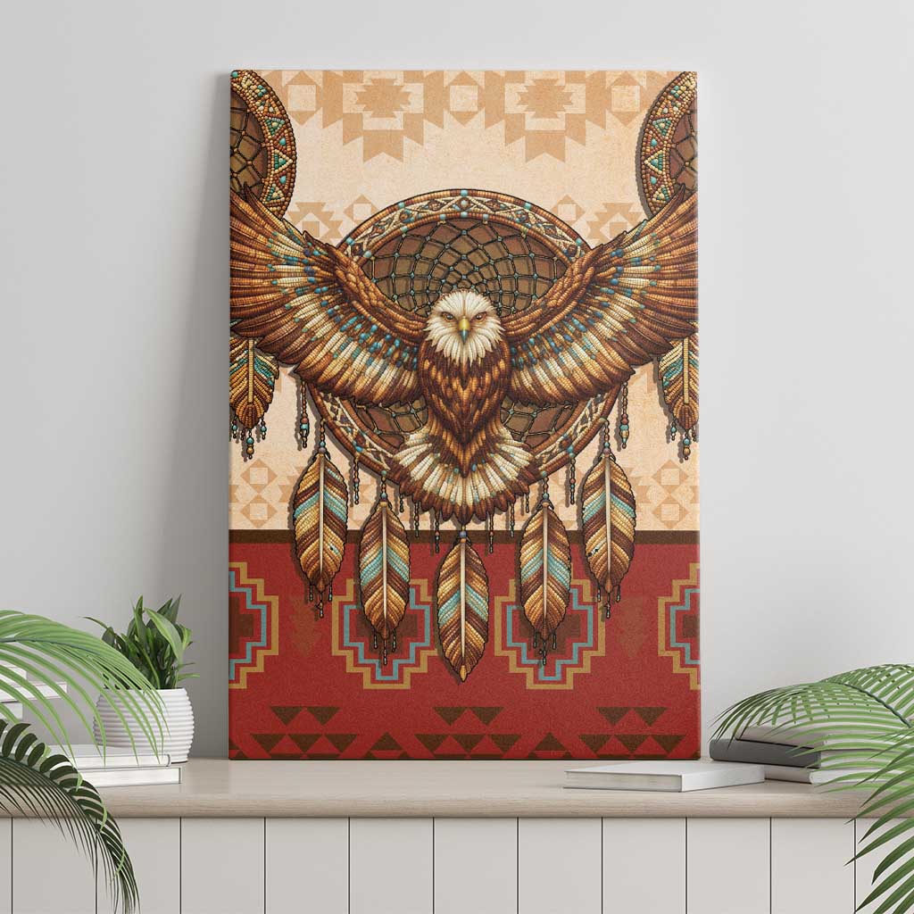 Eagle Native American Canvas Wall Art Tribal Feather Dreamcatcher Boho Style
