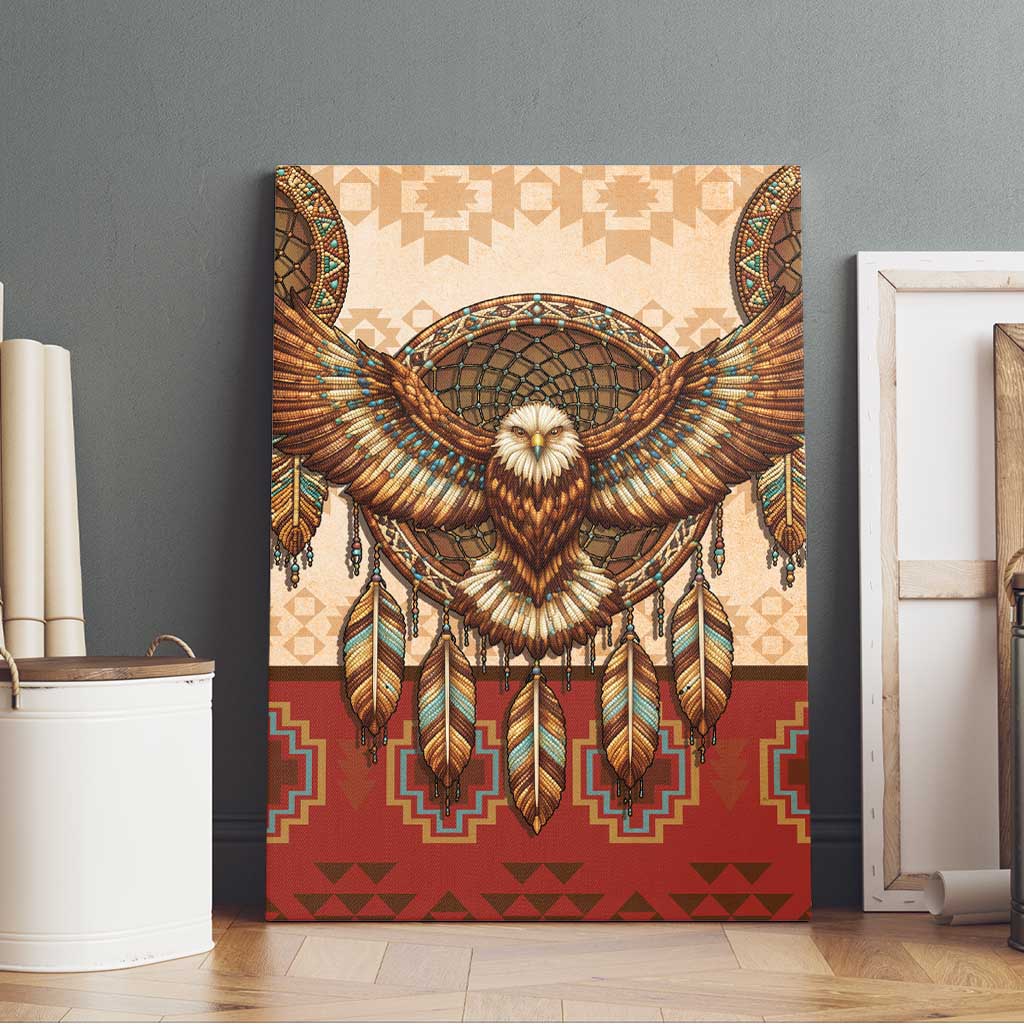 Eagle Native American Canvas Wall Art Tribal Feather Dreamcatcher Boho Style