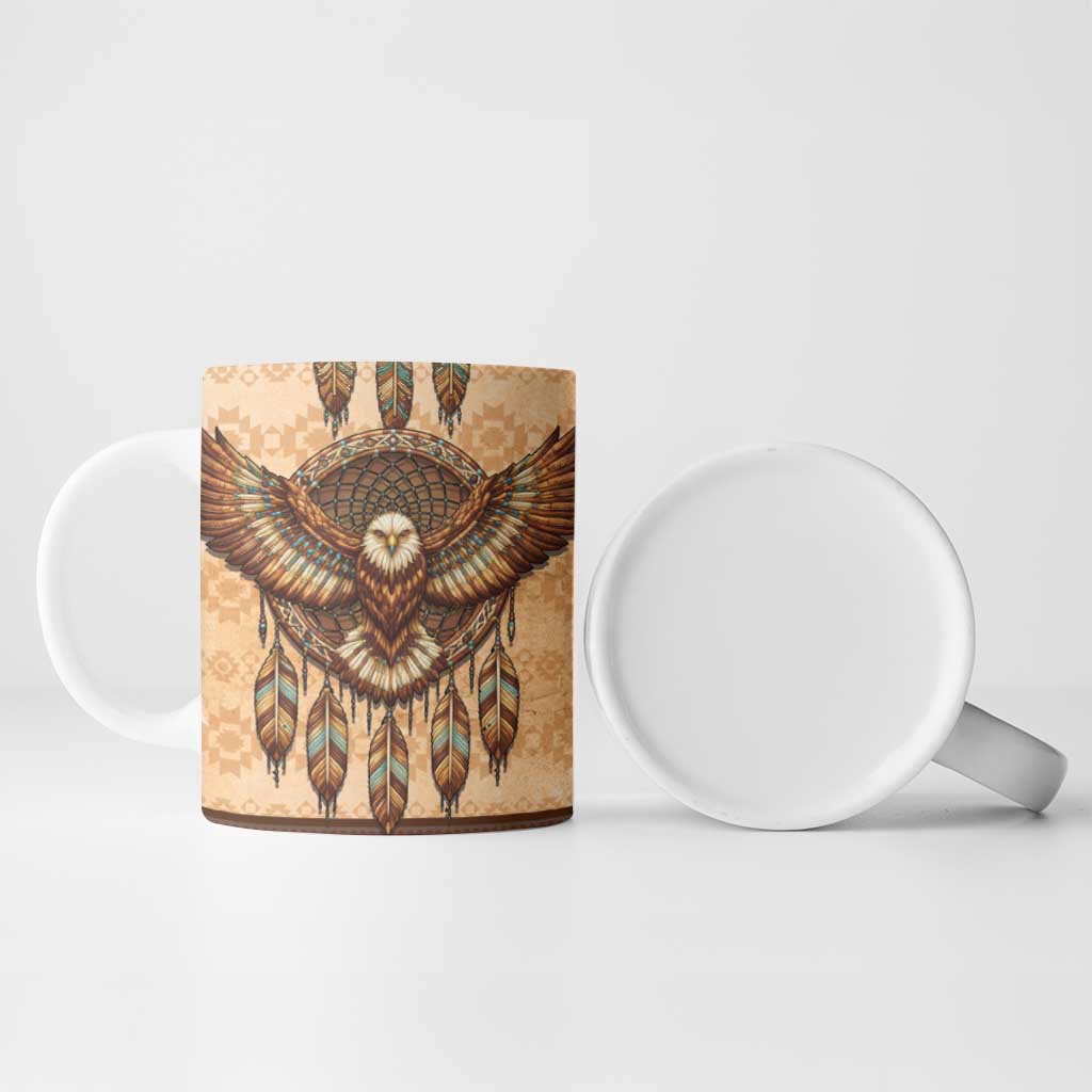 Eagle Native American Ceramic Mug Tribal Feather Dreamcatcher Boho Style