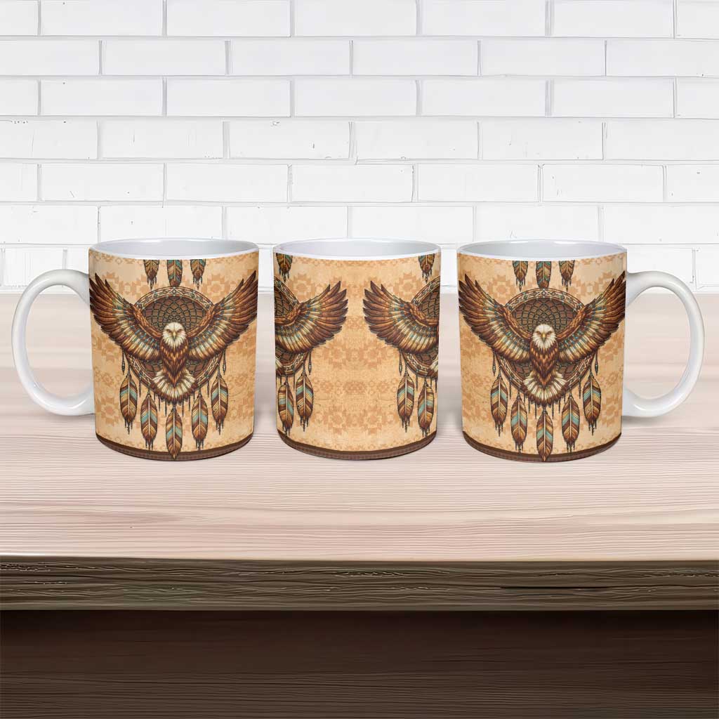 Eagle Native American Ceramic Mug Tribal Feather Dreamcatcher Boho Style