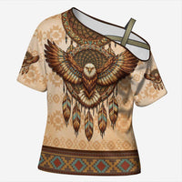 Eagle Native American Cross Shoulder Shirt Tribal Feather Dreamcatcher Boho Style