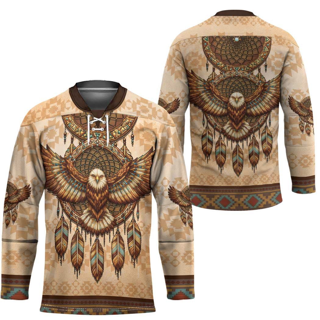Eagle Native American Hockey Jersey Tribal Feather Dreamcatcher Boho Style