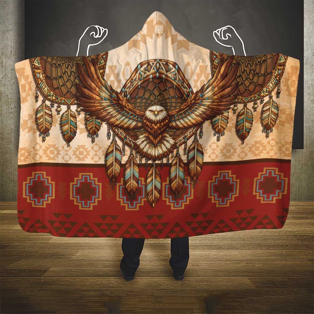 Eagle Native American Hooded Blanket Tribal Feather Dreamcatcher Boho Style