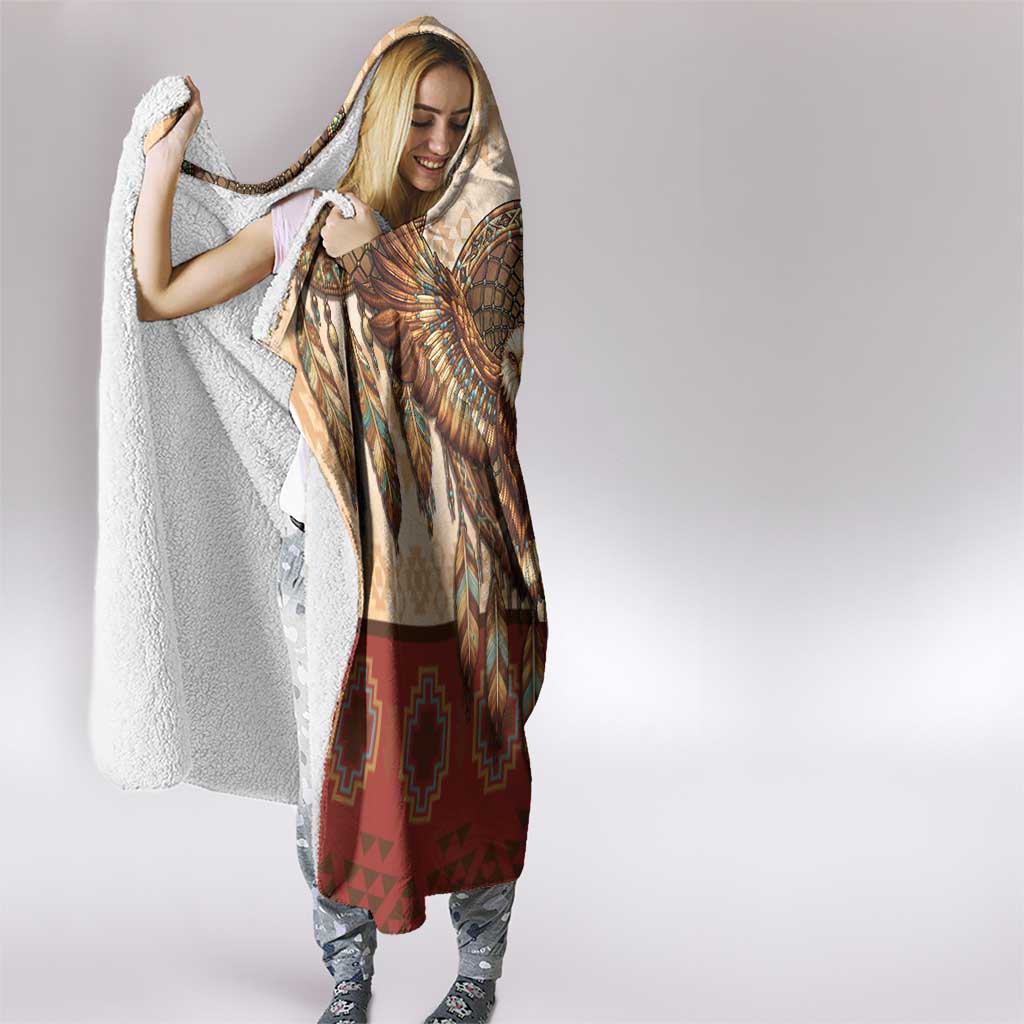 Eagle Native American Hooded Blanket Tribal Feather Dreamcatcher Boho Style