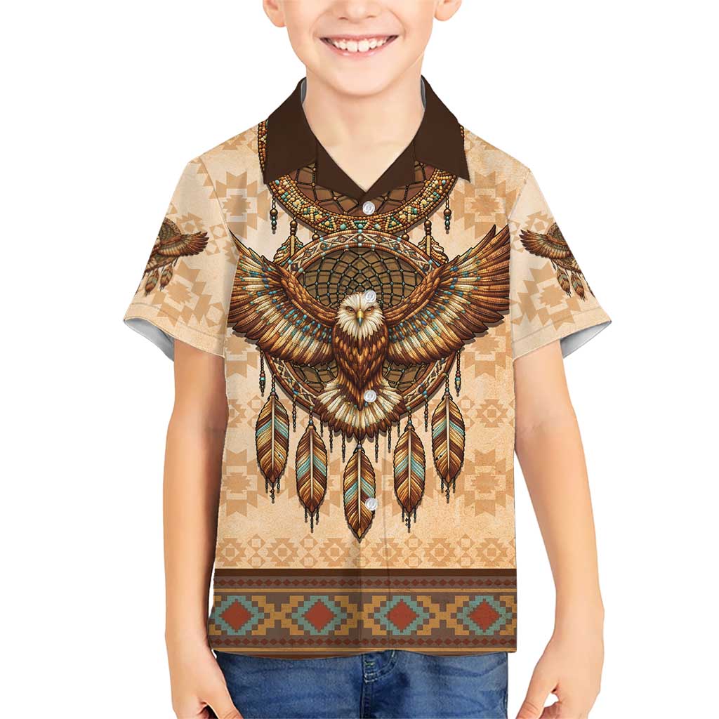 Eagle Native American Kid Hawaiian Shirt Tribal Feather Dreamcatcher Boho Style