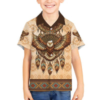 Eagle Native American Kid Hawaiian Shirt Tribal Feather Dreamcatcher Boho Style