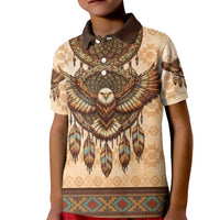 Eagle Native American Kid Polo Shirt Tribal Feather Dreamcatcher Boho Style