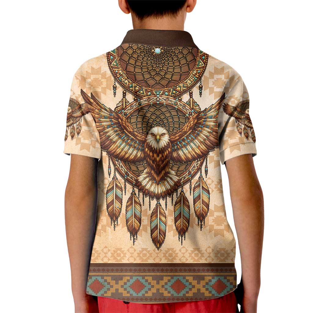 Eagle Native American Kid Polo Shirt Tribal Feather Dreamcatcher Boho Style