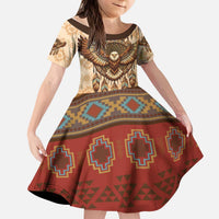 Eagle Native American Kid Short Sleeve Dress Tribal Feather Dreamcatcher Boho Style
