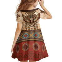 Eagle Native American Kid Short Sleeve Dress Tribal Feather Dreamcatcher Boho Style