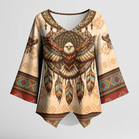 Eagle Native American Kimono Sleeve Blouse Tribal Feather Dreamcatcher Boho Style