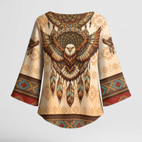 Eagle Native American Kimono Sleeve Blouse Tribal Feather Dreamcatcher Boho Style
