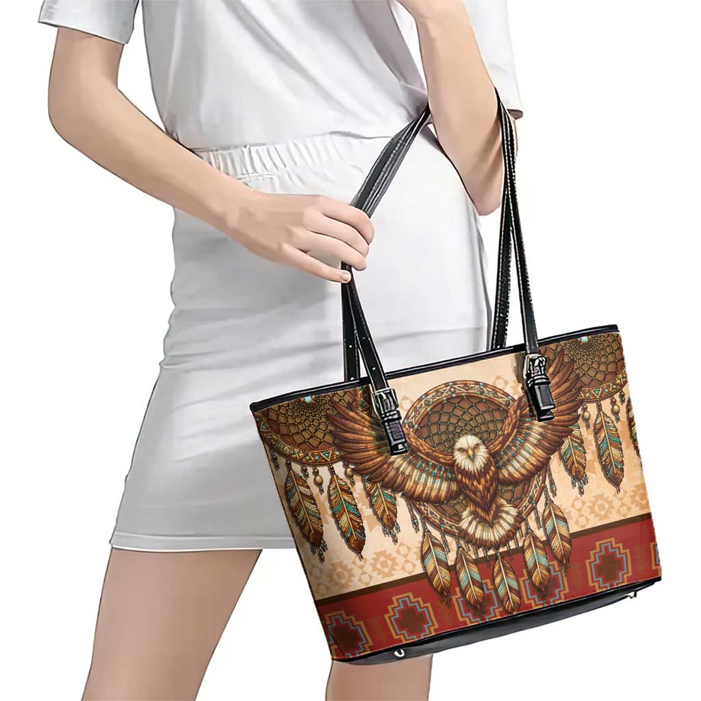 Eagle Native American Leather Tote Bag Tribal Feather Dreamcatcher Boho Style