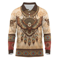 Eagle Native American Long Sleeve Polo Shirt Tribal Feather Dreamcatcher Boho Style