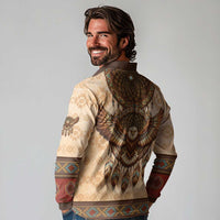 Eagle Native American Long Sleeve Polo Shirt Tribal Feather Dreamcatcher Boho Style