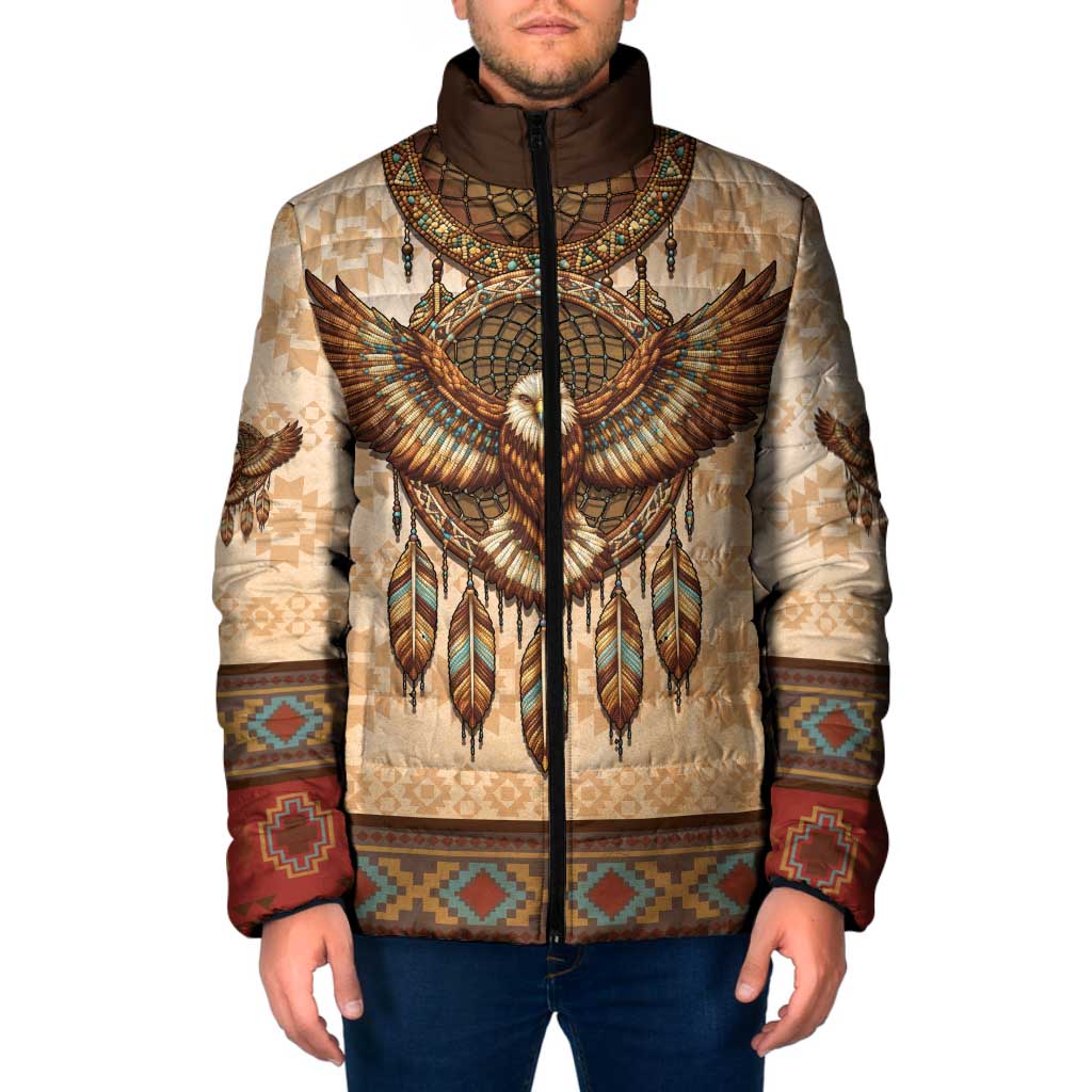Eagle Native American Padded Jacket Tribal Feather Dreamcatcher Boho Style